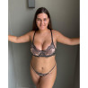 Schwarz-weißes Dessous Set mit Spitze