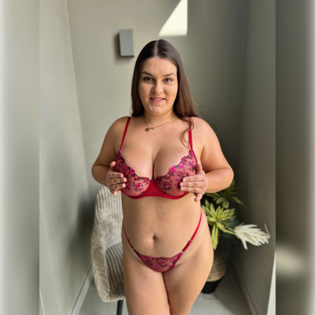 Dessous Set mit Spitze in Rot