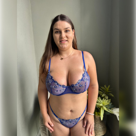 Dessous Set mit Spitze in Blau