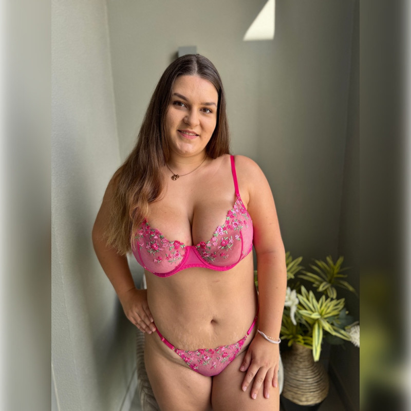 Dessous Set mit Spitze in Pink